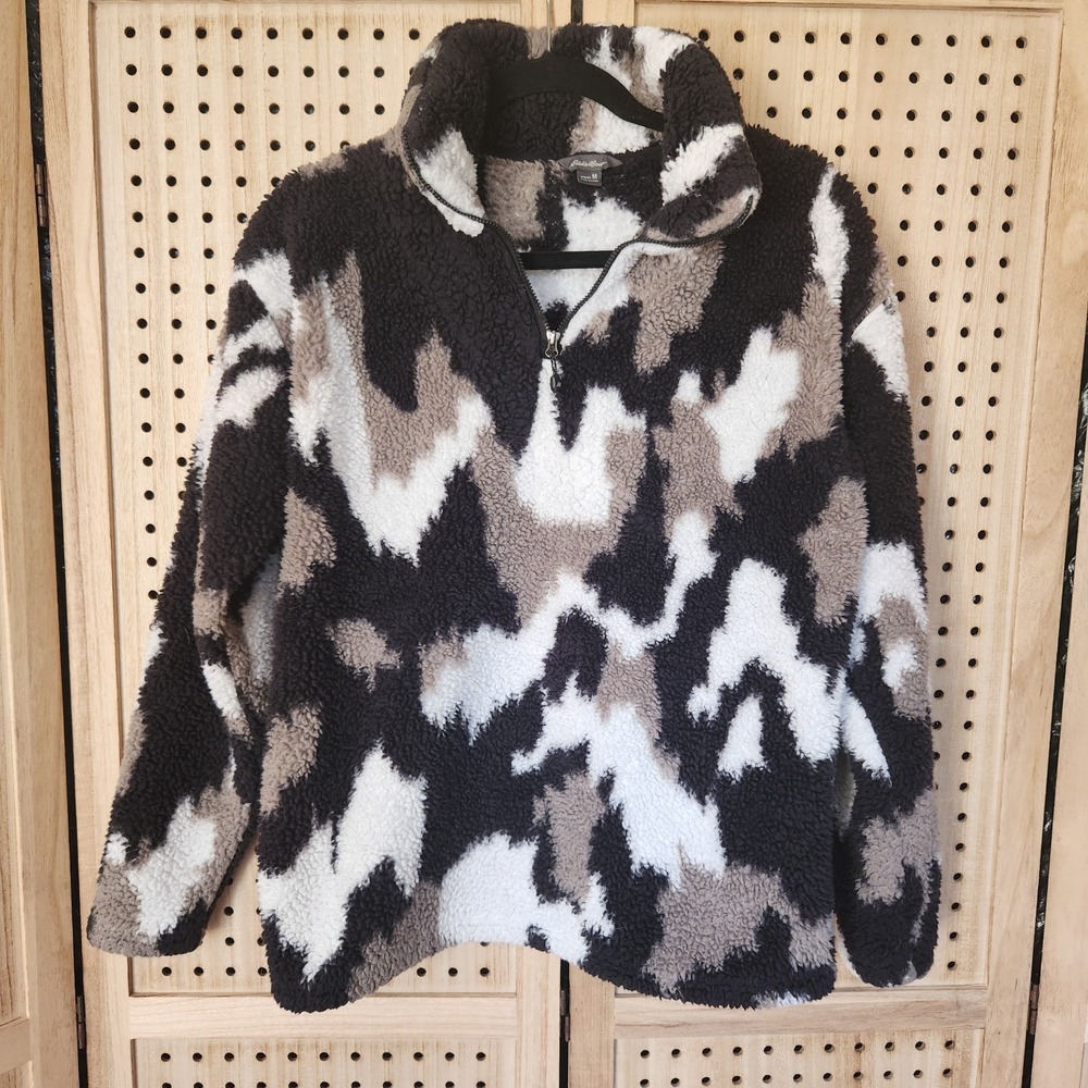 Eddie Bauer Ladies Plush 1/4 Zip Jacket Cost Pullover Soft Warm Women Fall